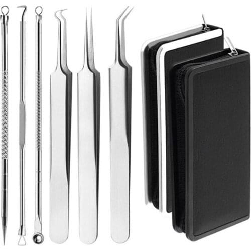 6pcs Acne Tweezer Comedo Machine Set And Brands Removal Pimple Needle Blackhead Remover Black Head Extractor Comedone Tool