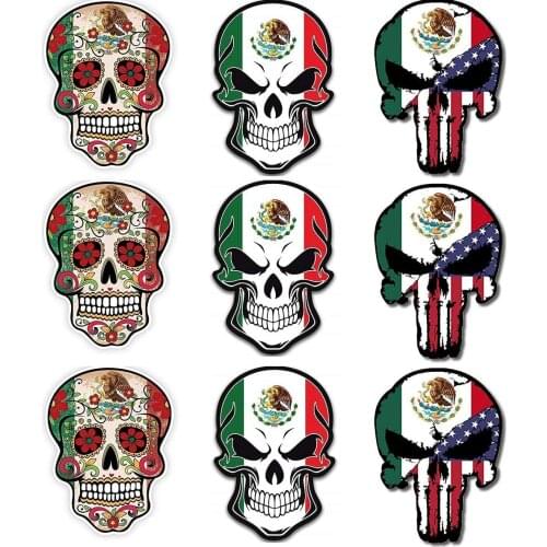 9 Items | Hard Hat Mexico American Flag Punisher Skull Vinyl Decal Sticker Universal Label