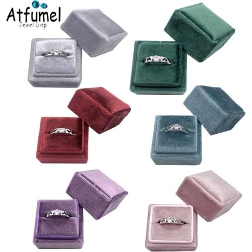 Retro Velvet Ring Box Wedding Stud Rings Storage Box Jewelry Ring Gift Box Jewelry Packaging Box Ring Case