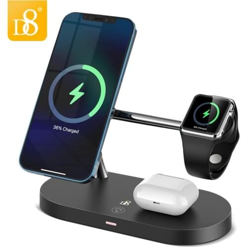 D8 3 in 1 Wireless Charger 15W Fast Charging For iPhone 12 pro Max Quick Chargers for Apple Watch Airpods pro Magnetic Charger