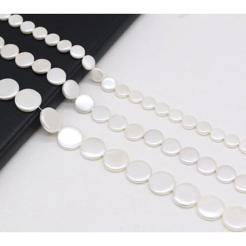Natural Round White Shell Spacer Beads DIY for Necklace Bracelet Jewelry Making Women Gifts Size 8mm 10mm 12mm 15mm 18mm 20mm