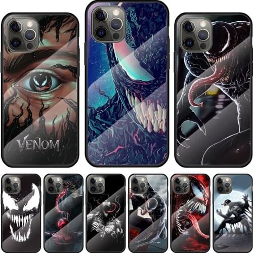 Villain Marvel Venom Tempered Glass Cover For Apple IPhone 12 Mini 11 Pro XS MAX XR X 8 7 6S 6 Plus Phone Case Coque