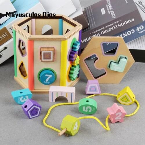 Children Early Education Stand Volume Wooden Geometry Pairing Blocks Shape Intelligence Box 1-3 Years Old Educational Toys