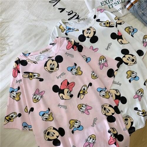 DIsney Fashion Women Graphic Minnie T-Shirts Cute Mickey Shirt Hipster Female T Shirt Holiday Tops Vogue Women Tshirt Mujer Mous