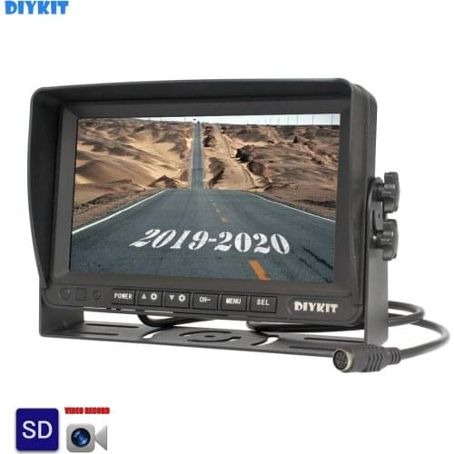 DIYKIT AHD 7" IPS LCD HD Car Monitor Rear View Monitor Support 960P AHD LED Camera Support SD Card Video Recording