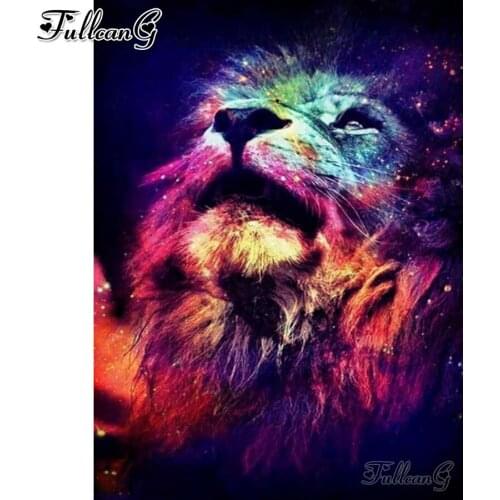 FULLCANG Abstract lion king 5d diy diamond painting cross stitch full square round drill rhinestone embroidery kits FG0137