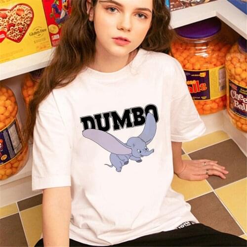 Hot Sale Disney Women Tshirt Kawaii Dumbo Print Cartoon Tee Tops For Woman Harajuku Fashion Casual Short Sleeve Female Clothes