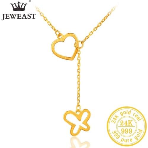 JLZB 24K Pure Gold Necklace Real AU 999 Solid Gold Chain Beautiful Upscale Trendy Classic Party Fine Jewelry Hot Sell New 2020