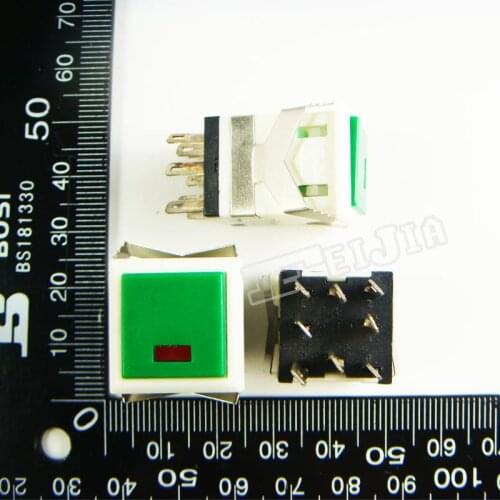 KD2-21 With LED color Green 3A/250V 8Pin Self-locking Push Button Switch 100Pcs/lot