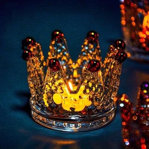 Creative Crown Design Ashtray Glass Candlestick Small Ornaments Romantic Wax Holder Candle Holder Ornaments Ashtray for Home Car