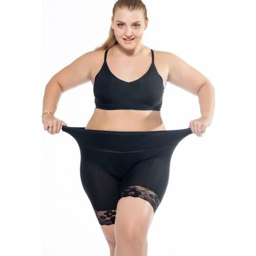 Summer Plus Size Mesh Seamless High Waist Short leggings Pants Women Elastic Abdomen Lace Large Sculpting Short