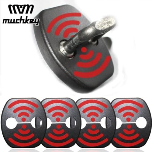 Car Door Lock Cover For Volkswagen Touareg(2016) Premium Amarok Skoda Kodiaq DIY Lock wifi Sticker 4 pcs Per Set car styling