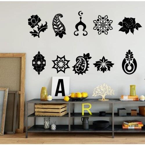 10Pcs Arabic Islamic Eid Ramadan Wall Sticker Living Room Bedroom Muslim Allah Islamic Religion Wall Decal Vinyl Home Decor