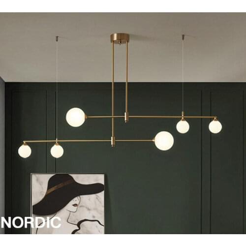 Nordic Glass Ball Chandelier Lighting For Dinning Room/Bedroom /Kitchen Modern LED Light Fixture Designer Hanging Lamp/Lights