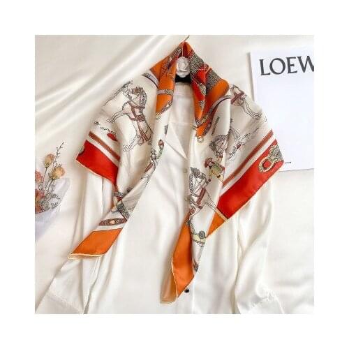 90*90cm New Carriage All-match Twill Weave Silk Fashionable Large Square Scarf Female Shawl Neckerchief Silk Scarf women