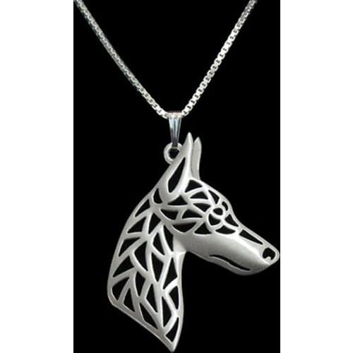 Gold Silver Color Doberman Profile Pendant Necklace Hunger Games Necklace Women Best Friend Choker 10pcs/lot