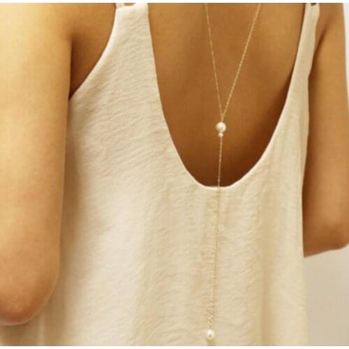 New Simulated Pearl Backdrop Necklaces Back Chain Jewelry For Women Party Wedding Backless Dress Accessories