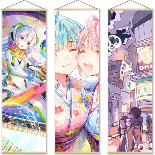Canvas Print Rem Picture Wall Artwork Beautiful Girl Painting Solid Wood Hanging Scrolls Poster Japan Animation Home Decoration