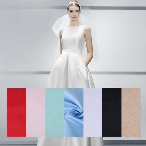 Heavy bridal wedding satin fabric polyester matt sateen quality 1 yard*150cm