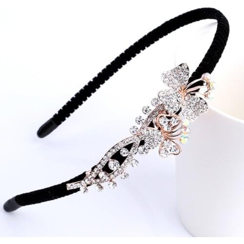 Korean Rhinestone Flower Headband for Women Girls Hair Accessories Festival Facinator Jewelry