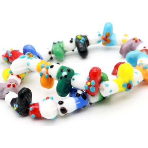 Multi Colorful 80pcs/lot Cartoon Shoes Shape Lampwork Beads 9x15mm Glass Fashion Charms Favor Woman Accessories Handmade Beads