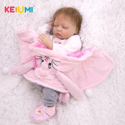 KEIUMI Real Reborn Baby Sleeping Girl Doll 22 inch Lovely Reborn Boneca Silicone Vinyl For Kids Christmas Day Surprise
