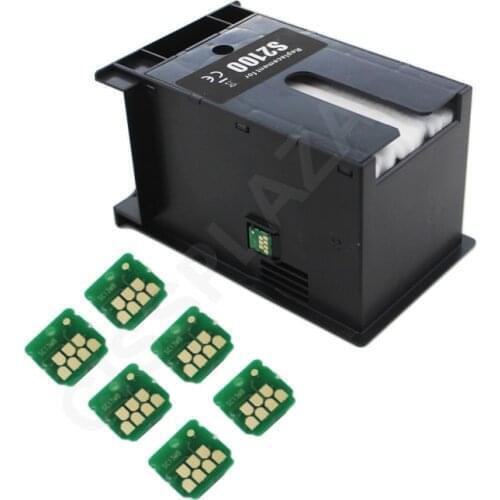 CISSPLAZA 1x C13S210057 Maintenance tank + extra chip compatible For Epson SureColor T2170 T3170 T3170X T5170 T2100 T3100 T5100