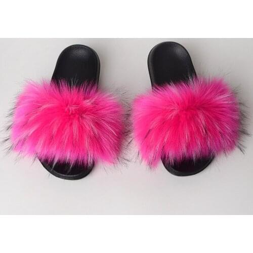 Made hand fox fur slippers female summer fashion wear a word drag imitation scorpion fur grass beach shoes casual sandals