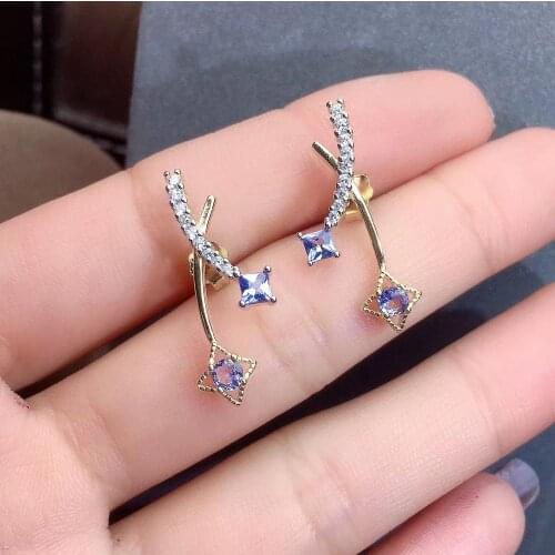 NaturalTanzanite Earring Real Tanzanite Earring 925 Silver sterling Fine Charm Jewelry for Women Wedding Party Earring