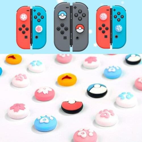 Cute Cat Paw Claw Cherry Flower Thumb Stick Grip Cap Joystick Cover For Nintendo Switch Lite Joy-Con Controller Thumbstick Case