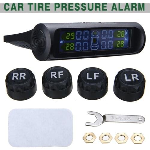 Solar TPMS Car Tire Pressure Alarm Monitor System with 4 External Sensors Tire Pressure Monitor System Lite Smart Car TPMS Solar