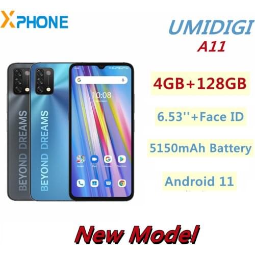 UMIDIGI A11 4GB 128GB Global Version Smartphone 6.53'' Android 11 16MP Back Camera 5150mAh HelioG25 Octa Core Support 4G OTG