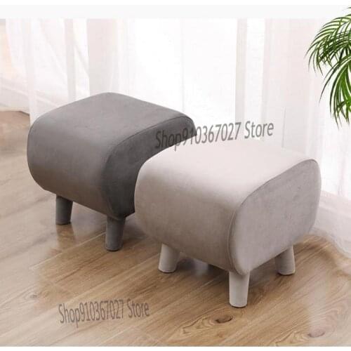 Fabric Small Stool Sofa Stool Sitting Pier Living Room Small Bench Fashion Creative Shoe Stool Solid Wood Low Stool