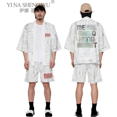Traditional Haori Fashion Three-quarter Sleeve Kimono Japanese Style Samurai Sun Protect Clothing Men High-quality Street Lounge