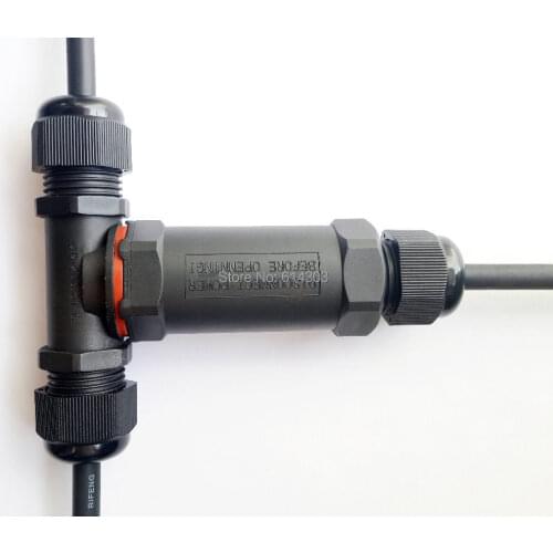 Outdoor Power Driver T triple cable wire Connector 2 pin 3 pins European 220V 2 in 1 connector IP65 waterproof