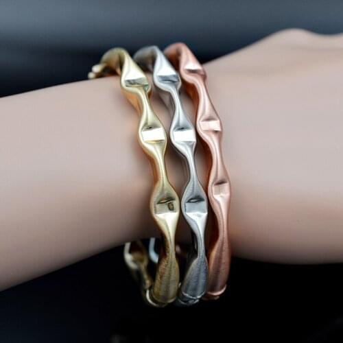 Sunny Jewelry Trendy Jewelry Dubai Copper Open Cuff Bangles Bracelets Fairy Water Wave Twisted String For Women Girls Daily Wear