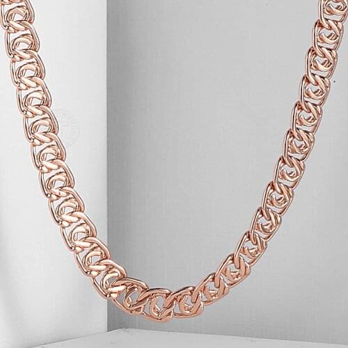 7MM Wide Womens Mens Chain Boys Girls Snail Link 585 Rose Gold Filled GF Necklace Fashion Party Wedding Jewelry Gift DGN326
