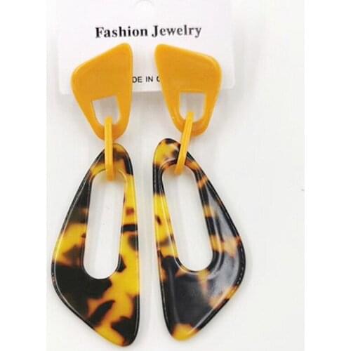 Statement Leopard Print Big Drop Earrings For Women Vintage Acrylic Resin Geometric Long Earrings Brinco Fashion Female Jewelry