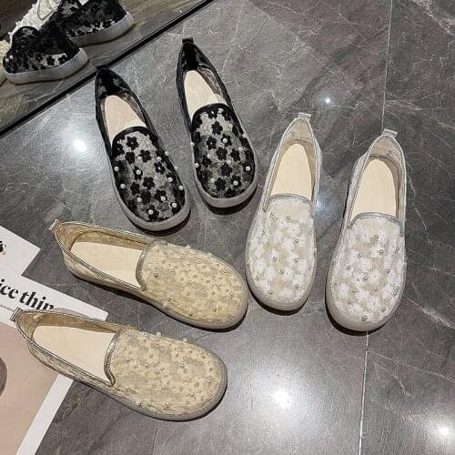Summer New White Shoes Women Lace Shoes Low Top Flat Bottom Leisure Womens Shoes Lazy Shoes Cute Shoes