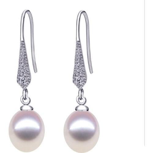 Fashion Pearl Earrings Perfect drop shape Natural Freshwater Pearl Dorp Earring 925 Sterling Silver Pearl Jewelry For women
