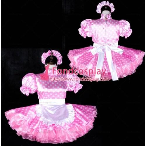 Sissy maid satin dress lockable Uniform cosplay costume Tailor-made[G2319]