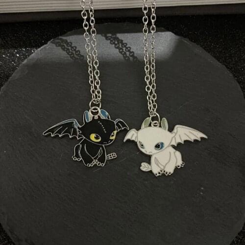 Cartoon Cute Necklace Black and White Double Evil Personality Fashion Hip Hop Couple Pendant Necklaces Friend Gift Women Jewelry