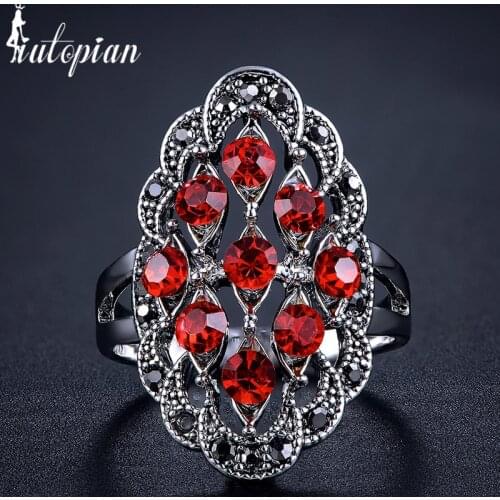 Iutopian Brand New Elegant Vintage Retro Ring Anels For Women Anti Allergy With Shinning Crystal Gift Jewelry #1821
