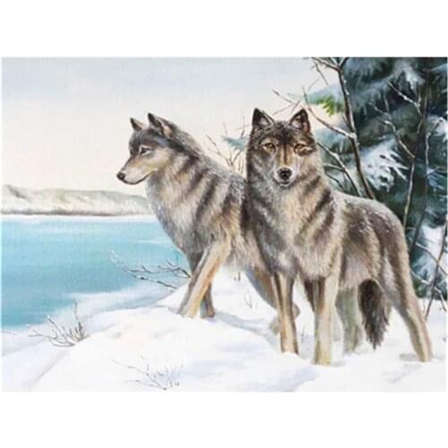 Animal Wolf DIY 11CT Cross Stitch Embroidery Kits Needlework Craft Set Cotton Thread Printed Canvas Home Decoration Wholesale