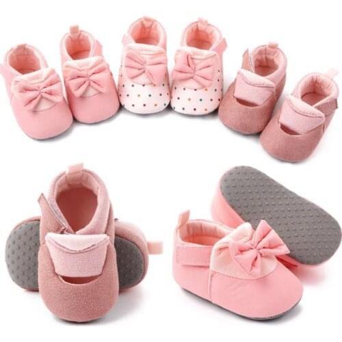 Winter Newborn Toddler Baby Shoes Anti-Slip Bowknot Cotton Shoes Prewalker Soft Sole Shoes Baby Girls First Walkers
