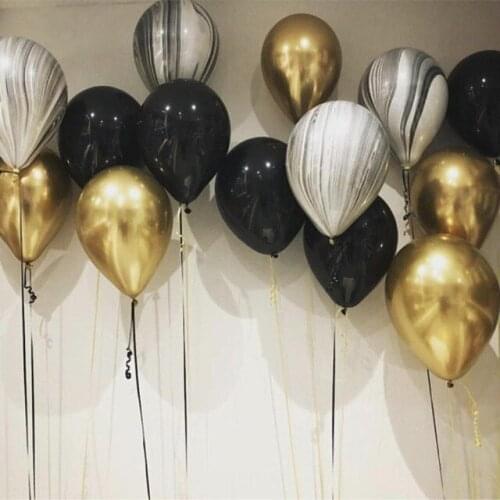 Gold and Black Latex Balloon Marble Metallic Balloon Chrome Balloons Wedding Adult Birthday Party Photography Props Decor