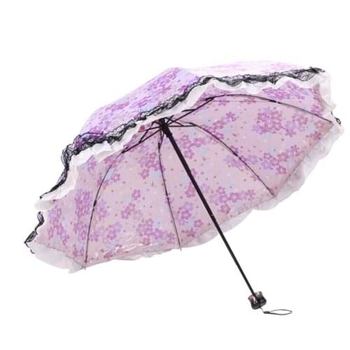 Ins Cute Lady Sunny And Riany Five Floding Blackcoating Umbrella