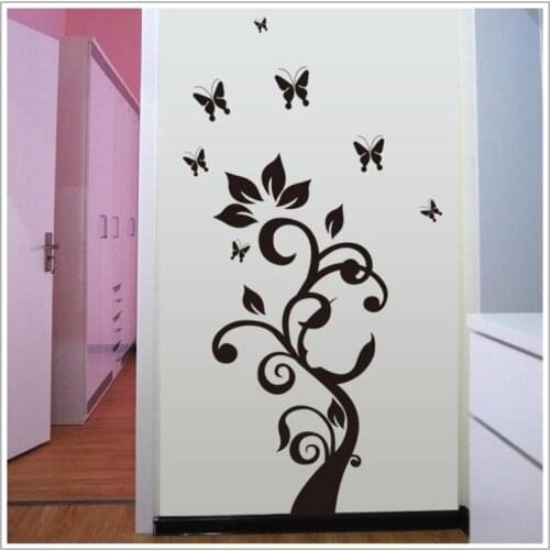 ZY9098 vintage Black dirge abstract plants and butterflies wallpaper Wall Decals /PVC Removable Wall Stickers/Room Wall Decor