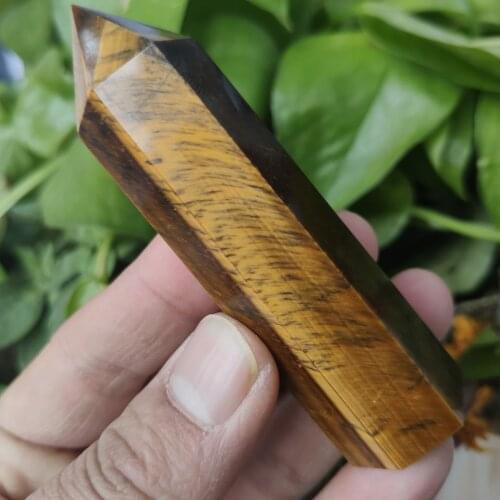 1pcs 72g Natural Tigers eye jasper obelisk crystal wand point healing