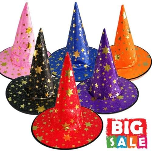 1pcs Adult Kids Witch Hats Masquerade Ribbon Wizard Hat Cosplay Halloween Costume Party Birthday Carnival Witches Top Party Hats